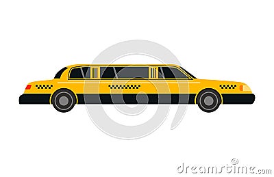 City road yellow taxi limousine transport vector illustration. Vector Illustration