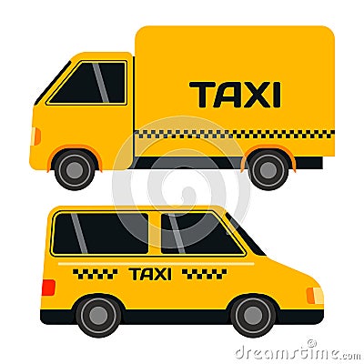 City road yellow taxi transport vector illustration. Vector Illustration