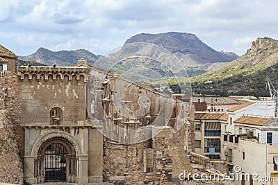 City and roman theater view,Cartagena,Spain. Editorial Stock Photo