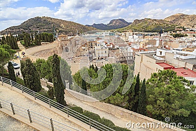 City and roman theater view,Cartagena,Spain. Editorial Stock Photo