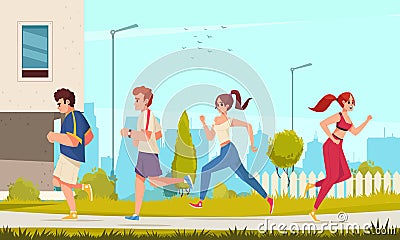 City Runner Cartoon Vector Illustration