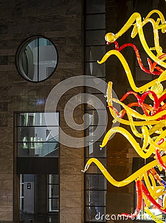 Montreal Museum of Fine Arts Architecture Glass tree detail Editorial Stock Photo