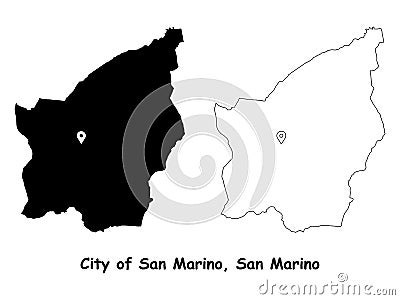 City of San Marino, San Marino. Detailed Country Map with Location Pin on Capital City. Vector Illustration