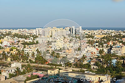 City scape of Chennai,Tamilnadu,India with elevated metro track and other buildings Stock Photo