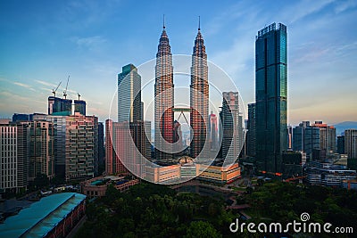 City scape of morning sunrise in Kuala lumpur city Stock Photo