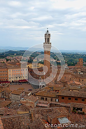 City scape roofs Mangia tower Siena, Tuscany, Toscana, Italy, Italia Stock Photo