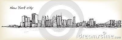 City scape sketch drawing in New York city, vector illustration Vector Illustration