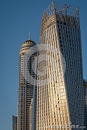 Cityscape view of luxury Dubai marina buildings Stock Photo