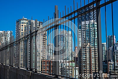 City scene with many tall office and residencial buildings. The high rise building in downtown, Modern buildings Editorial Stock Photo