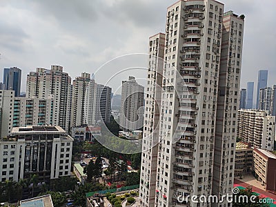 City Scenery Many-storied buildings Bustling city high rising buildings stand in great numbers Editorial Stock Photo