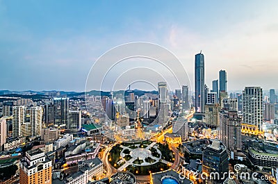 City Scenery of Zhongshan Square in Dalian, Liaoning Province, China Stock Photo