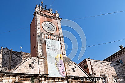 City Sentinel Clock Tower Close Up, in Zadar Old Town, Croatia. Editorial Stock Photo