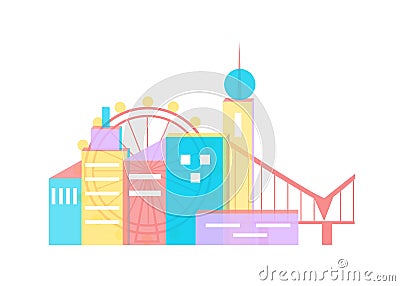 The city set colour Vector Illustration