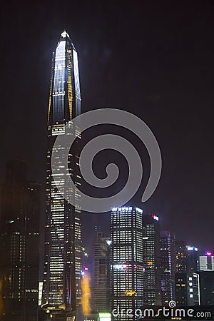 City Shenzhen modern buildings night view Editorial Stock Photo