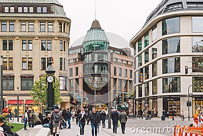 City and shopping streets around Dusseldorf. chadow Arkaden Mall in October 25, 2018 Germany. theme shopping in Europe Editorial Stock Photo