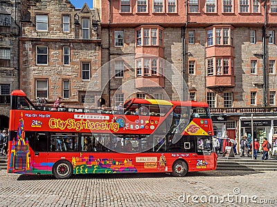 Tour bus, Royal Mile, Edinburgh Scotland Editorial Stock Photo