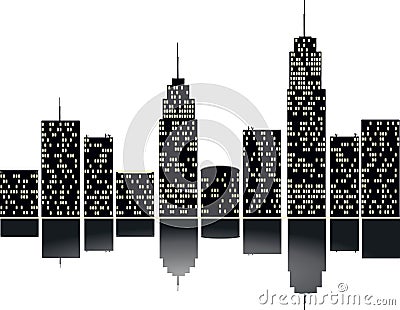 City with silhouete Vector Illustration