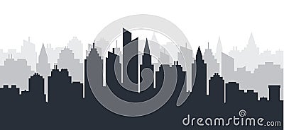 City silhouette land scape. Horizontal City landscape. Downtown Skyline with high skyscrapers. industrial panoramic Vector Illustration