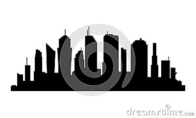 City Silhouette on white background. Business district with skyscrapers Vector Illustration