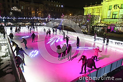 City skating rink in Zagreb Editorial Stock Photo