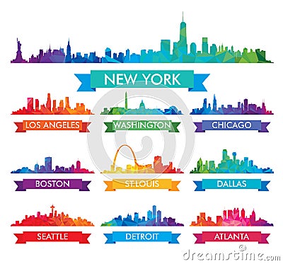 City skyline of America Colorful illustration Vector Illustration