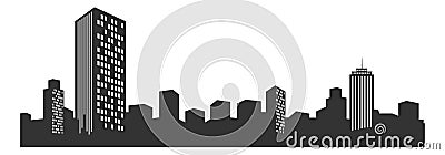 City skyline. Black cityscape silhouette with high bulduings Vector Illustration