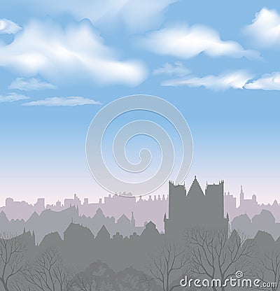 City skyline. Buildings silhouette cityscape. Stock Photo