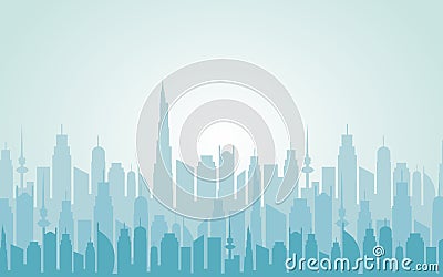 City skyline Daytime cityscape in flat style Vector Illustration