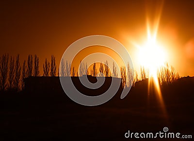 City skyline during dramtic sunset background Stock Photo