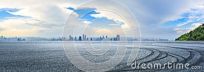 City skyline and empty asphalt road in Chongqing Stock Photo