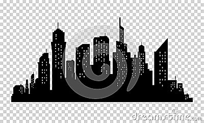 City skyline in grey colors. Buildings silhouette cityscape. Big streets. minimalistic style. Vector illustration Vector Illustration