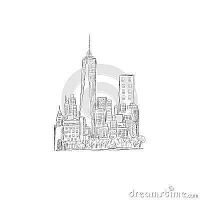 City skyline, New York, sketch design, vector illustration Vector Illustration