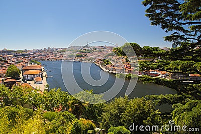 City skyline with Porto town and Douro river Stock Photo