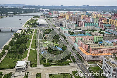 City skyline, Pyongyang, Democratic People`s Republic of Korea DPRK, North Korea, Asia Editorial Stock Photo