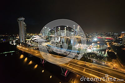 City skyline from Singapore Flyers Stock Photo