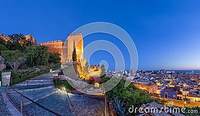 City skyline and walls of Alcazaba fortress in Almeria Stock Photo