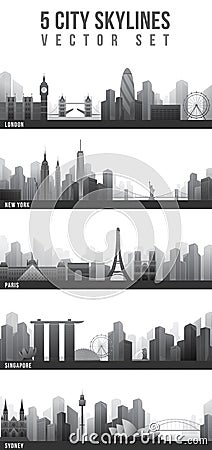 City Skylines Set Stock Photo