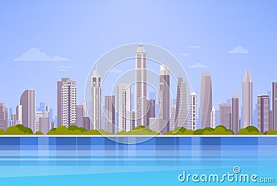 City Skyscraper View Cityscape Background Skyline Panorama Vector Illustration