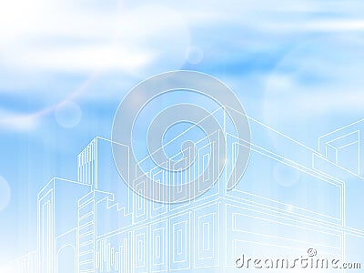 City smart buildings. Abstract architecture. Sketch cityscape. Skyline technology. Digital real estate plan. Sky urban Vector Illustration