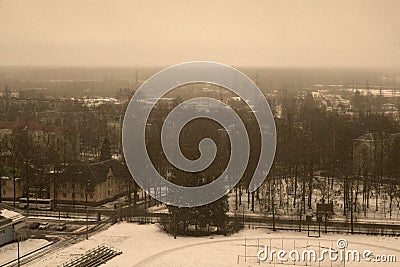 city is snowing Stock Photo