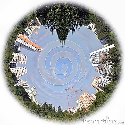 City in a sphere Stock Photo