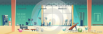 Modern fitness club gym cartoon vector interior Vector Illustration