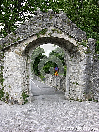 City stone door in Buzet,Croatia Stock Photo