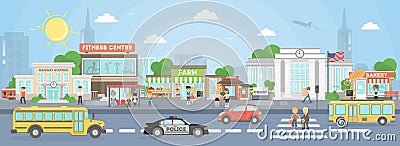 City street exterior. Vector Illustration