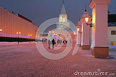 City Street January night. Kazan, Russia Stock Photo