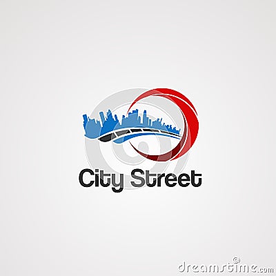 City street wit city land concept logo vector, icon, element, and template for business Vector Illustration