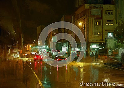 City street at night Stock Photo