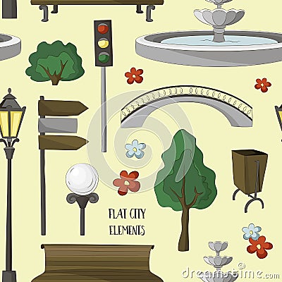 City street urban elements icon pattern Vector Illustration