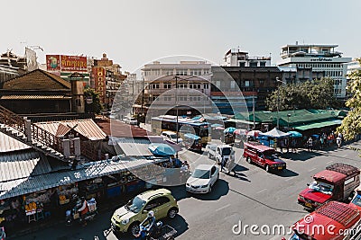 City streets Road in Chiang Mai Kad Luang market Editorial Stock Photo