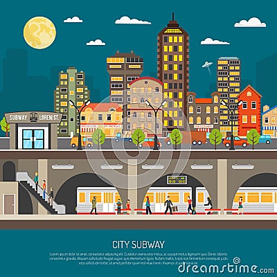 City Subway Poster Vector Illustration